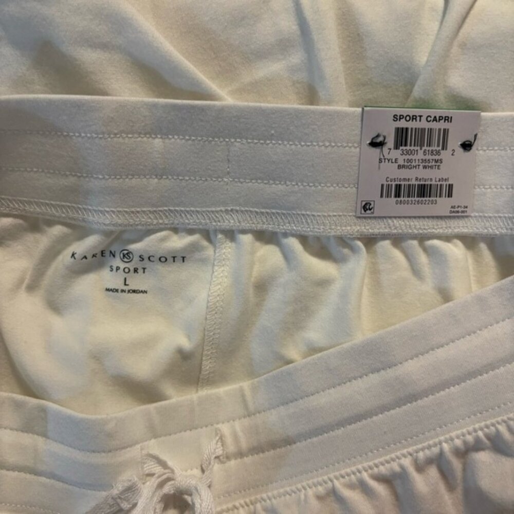 Karen Scott Knit Capri Pull on White Capri Jogger / Sweat Pants NWT - Picture 7 of 8